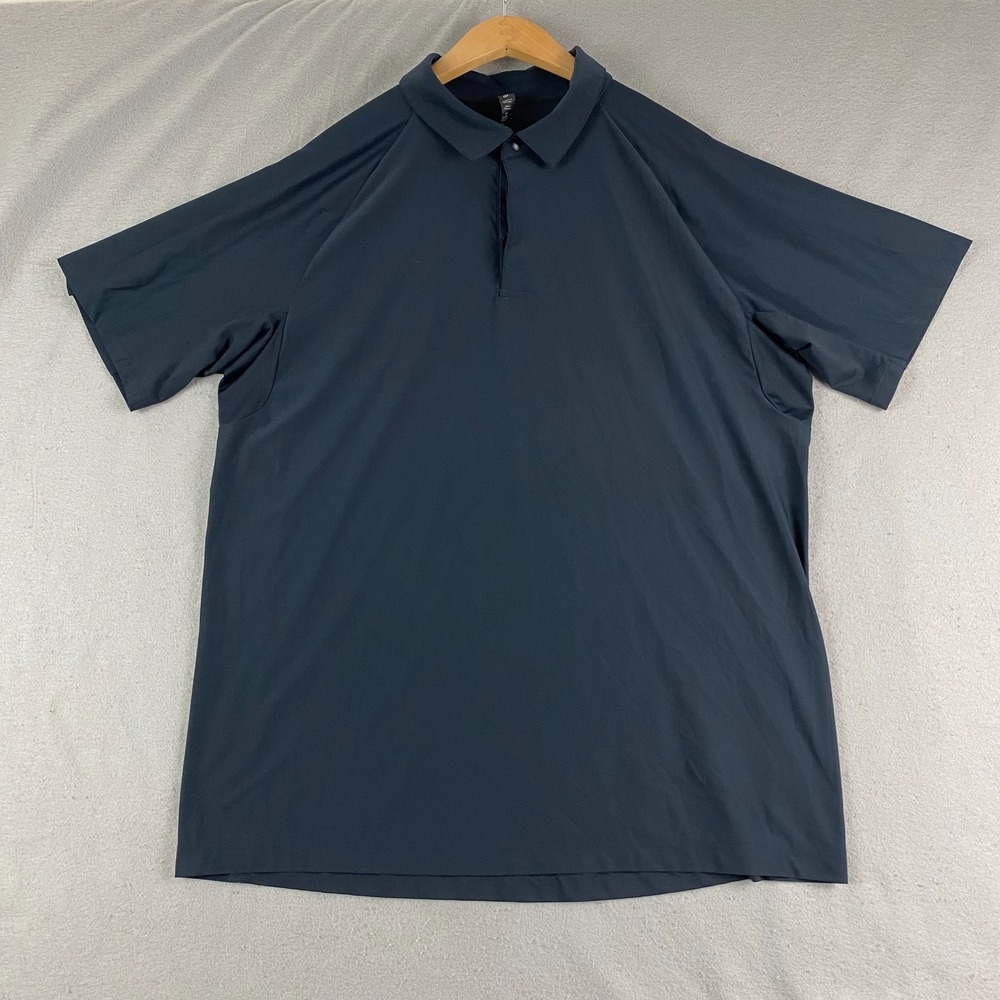 LULULEMON Stretch Golf Polo Shirt Performance Snap Front Black Mens XL